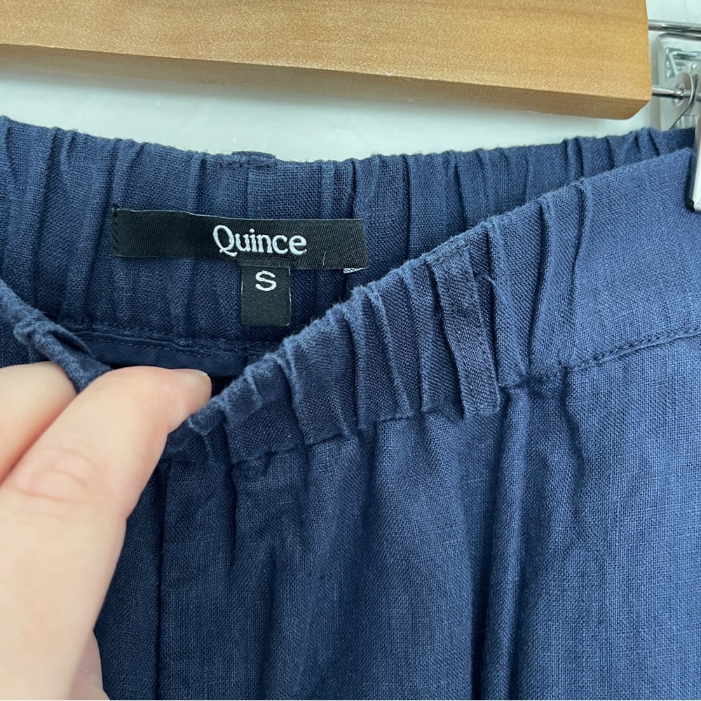 Quince 100% Linen Pull on Pants. Navy Blue. Size Small - Picture 4 of 7